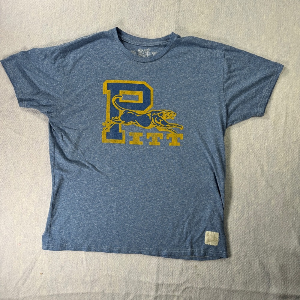 Retro Brand Pitt Panthers T-Shirt XL Blue Heathered Tri-Blend Vintage Logo T H2P
